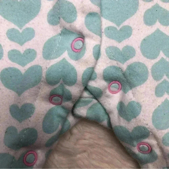 Pekkle Footed Onesie Pajamas White / Blue / Pink Hearts  / Pig Size 3 Months - Picture 7 of 16